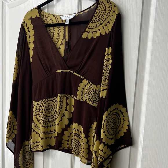 Tracy Reese Elegant Brown and Gold Blouse - Picture 1 of 16